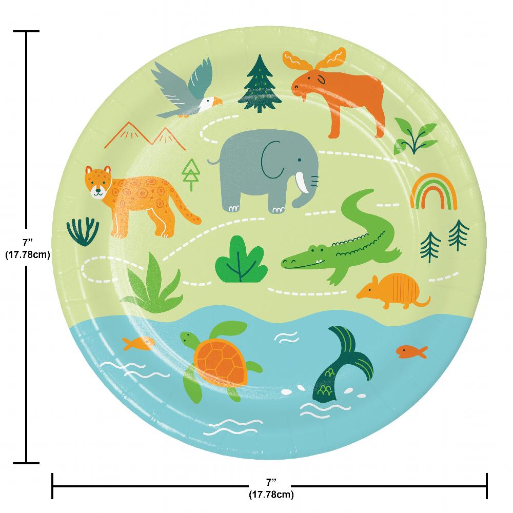 96 pc Bulk One-derful World Wildlife Animal Dessert Plates