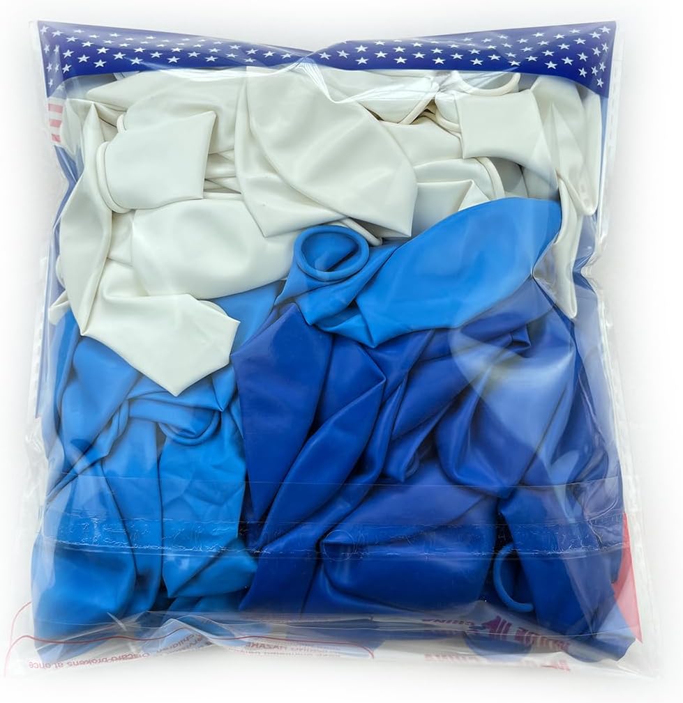 White Blue Light Blue Balloons,100 Pack 12 Inch Latex Balloons