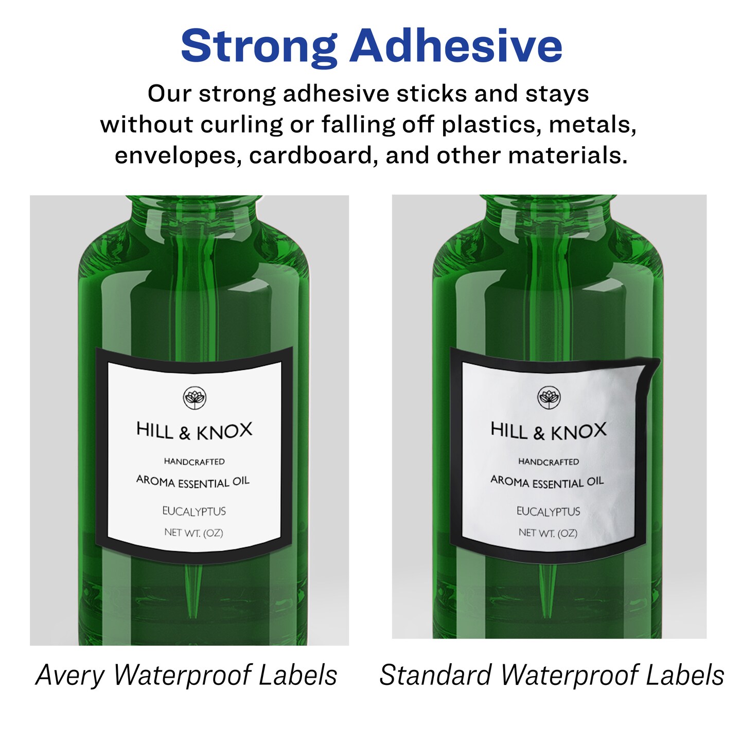 Avery Durable Waterproof Square Scalloped Labels with Sure Feed, 1-5/8" x 1-5/8"