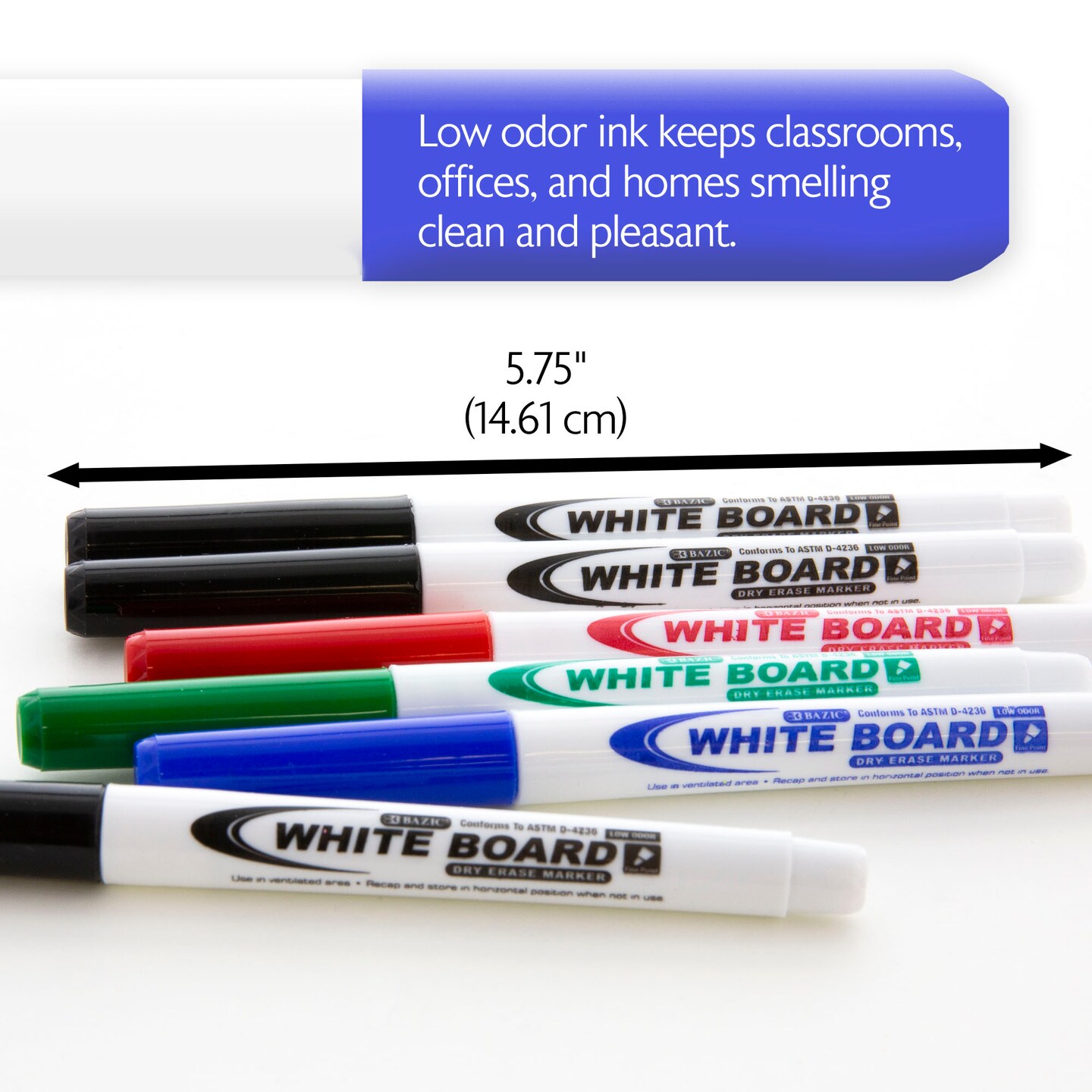 BAZIC Assorted Colors Fine Tip Dry-Erase Markers (12/Box)