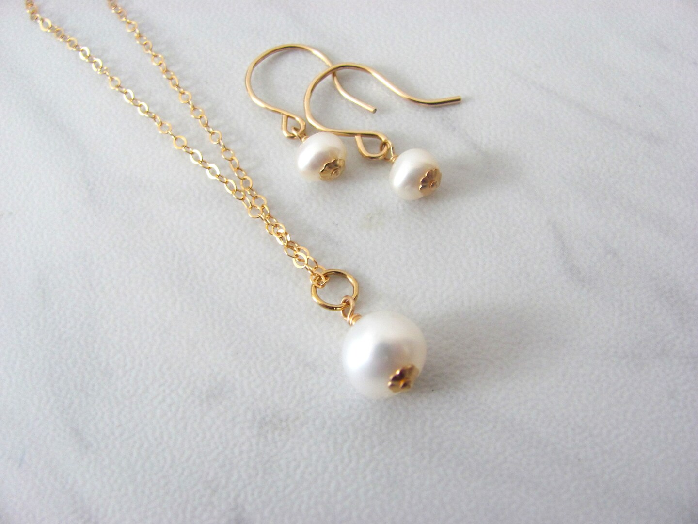 Pearl Necklace and Earring Set, Freshwater Pearl Bridal Jewelry product 4