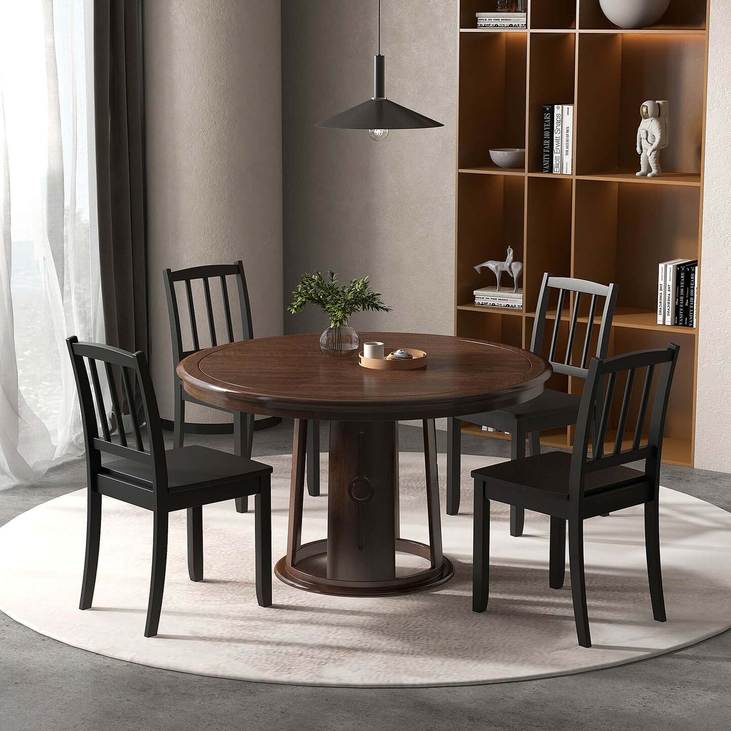 Costway Wood Dining Chair Set of 2 with Rubber Wood Legs Curved Backrest for Kitchen White/Black/Brown
