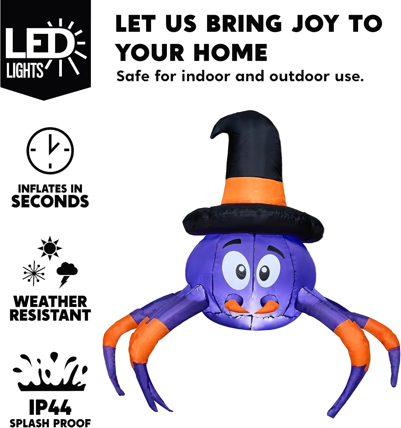 5 Ft Halloween Inflatable Spider with Build-In Leds, Trunk or Treat Car Decorations, Blow up Spider with Spider Web for Car Decoration, Halloween Outdoor Garden Lawn Yard Decoration