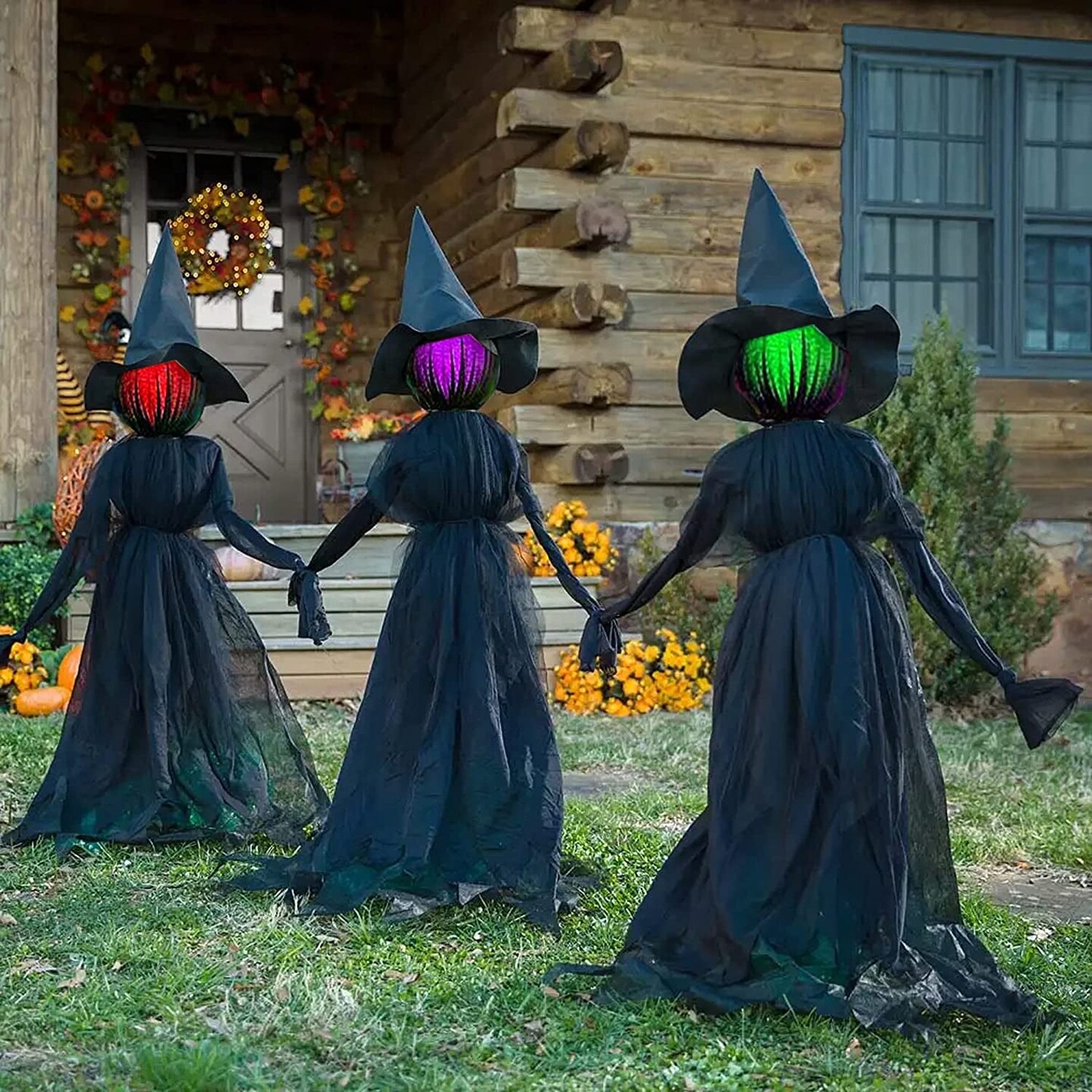 Halloween Decorations, 6 FT  Lighted Halloween Witch with Stakes for Outdoor Garden Yard Lawn Haunted House Decor