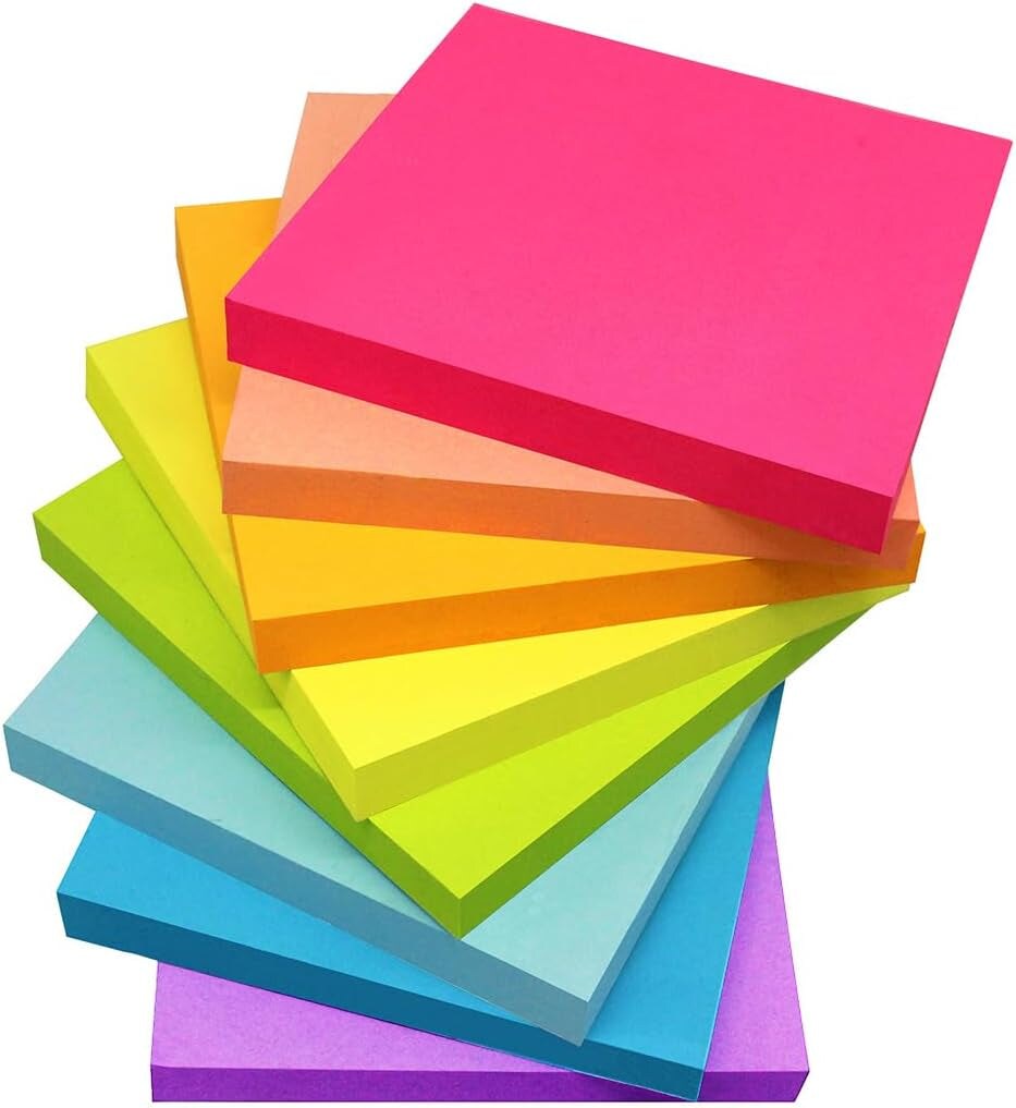 Sticky Notes 3X3 Inches,Bright Colors Self-Stick Pads, Easy to Post for Home, Office, Notebook, 48 Pads/Pack&#x2026;