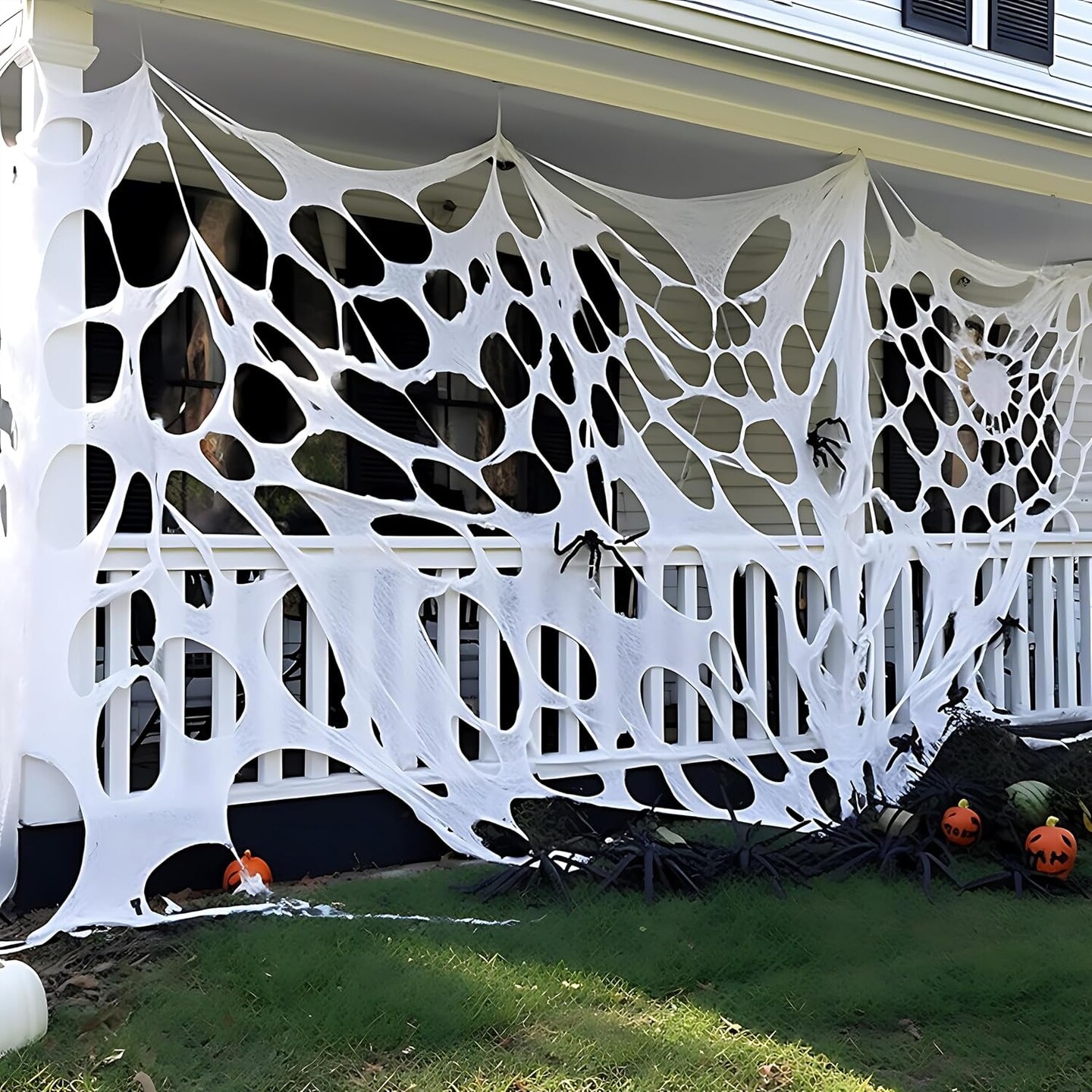 1000Sqft Halloween Giant Spider Web Decoration,Cut Your Own Stretchy Spider Netting, DIY Spooky Flexible Spider Webs Decor for Halloween Haunted House Outdoor Decorations Holiday Party Supplies