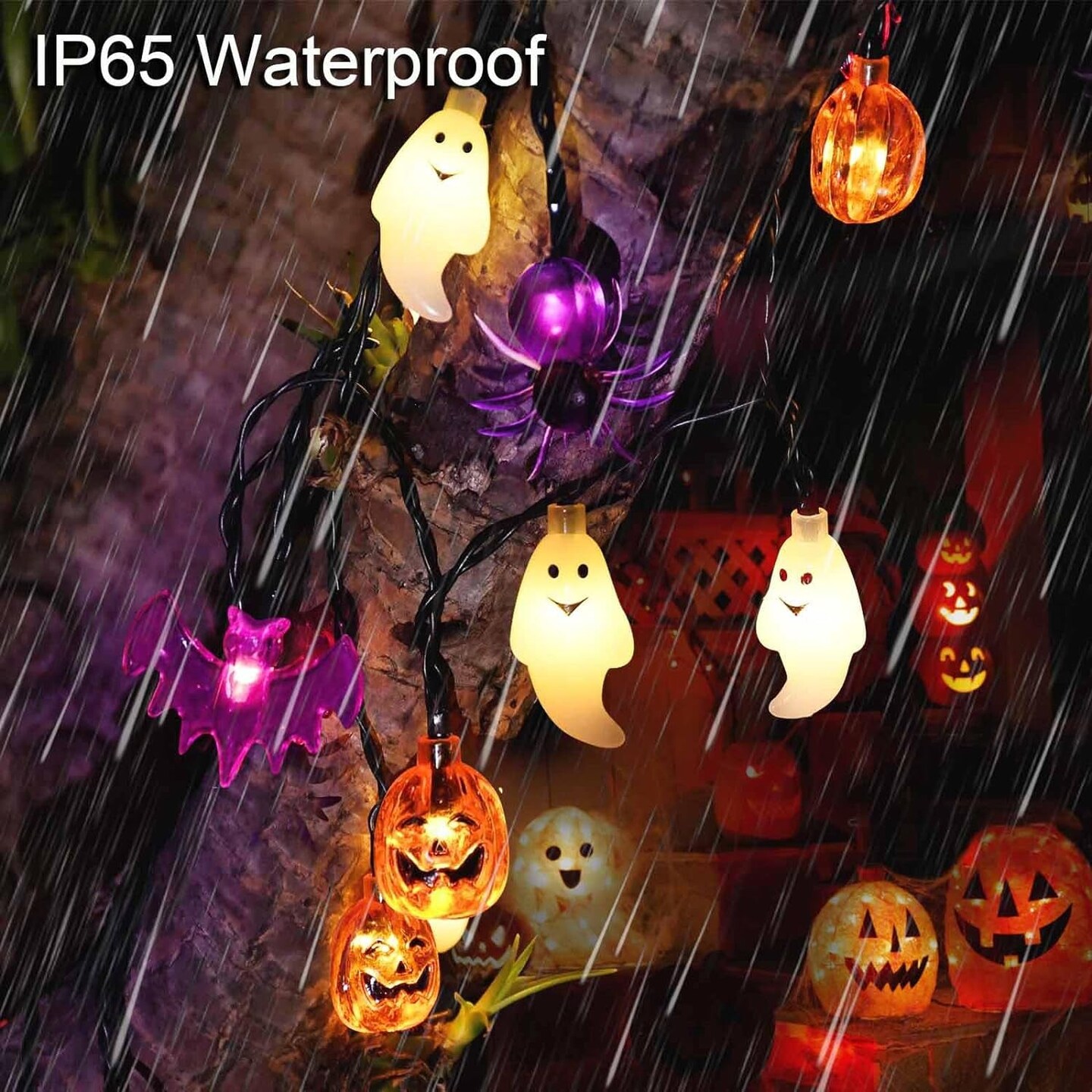 Solar Powered Halloween Lights, 40 LED, 8 Modes, Waterproof, Auto On/Off, Outdoor Use