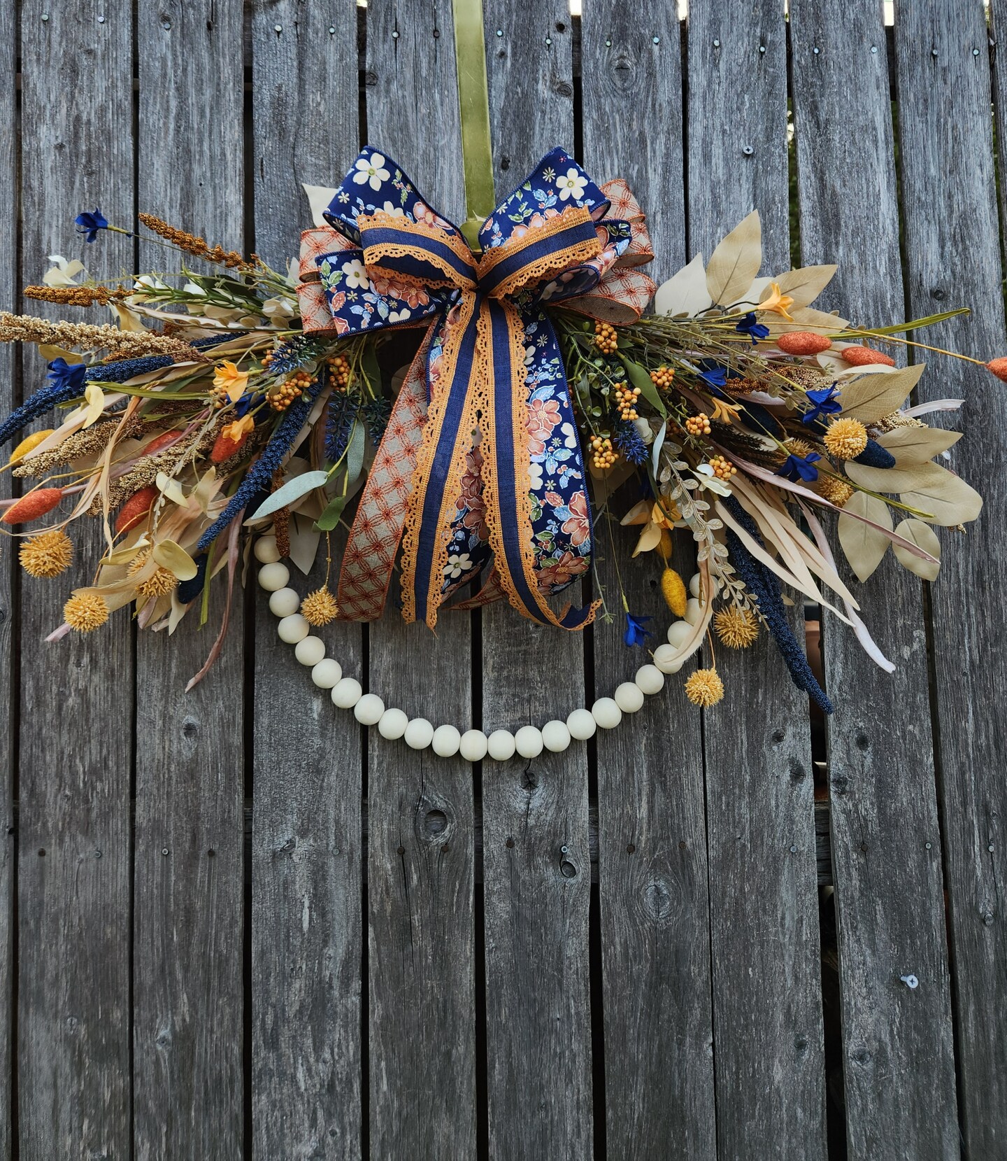 Happy Fall blue, orange, on sale and beige wreath