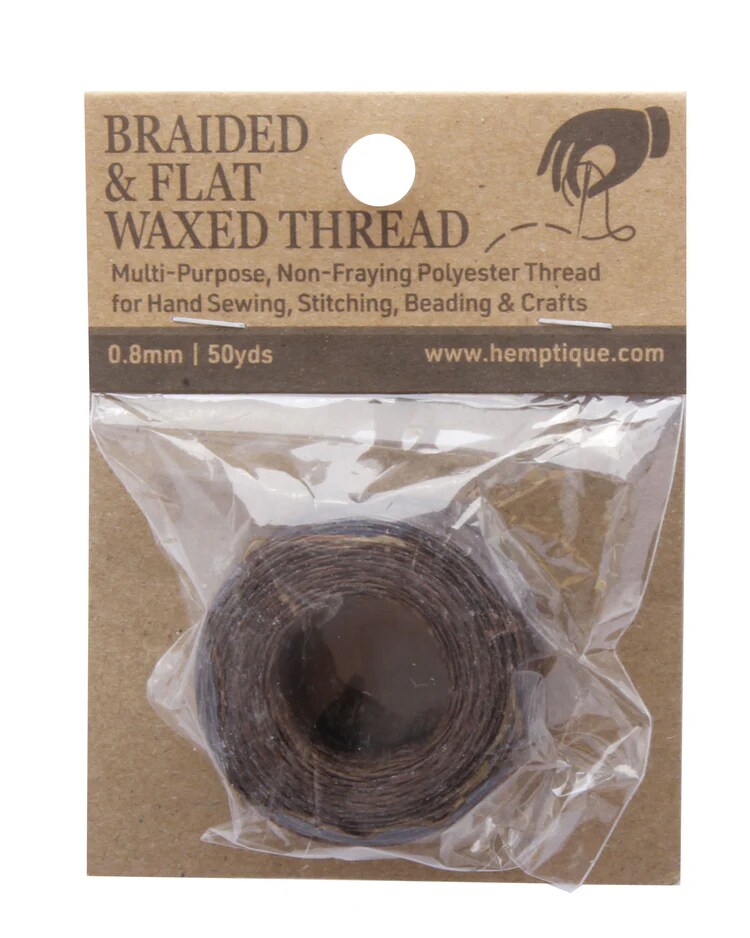 Hemptique Multi-Purpose 0.8mm Braided & Flat Poly Waxed Thread Card