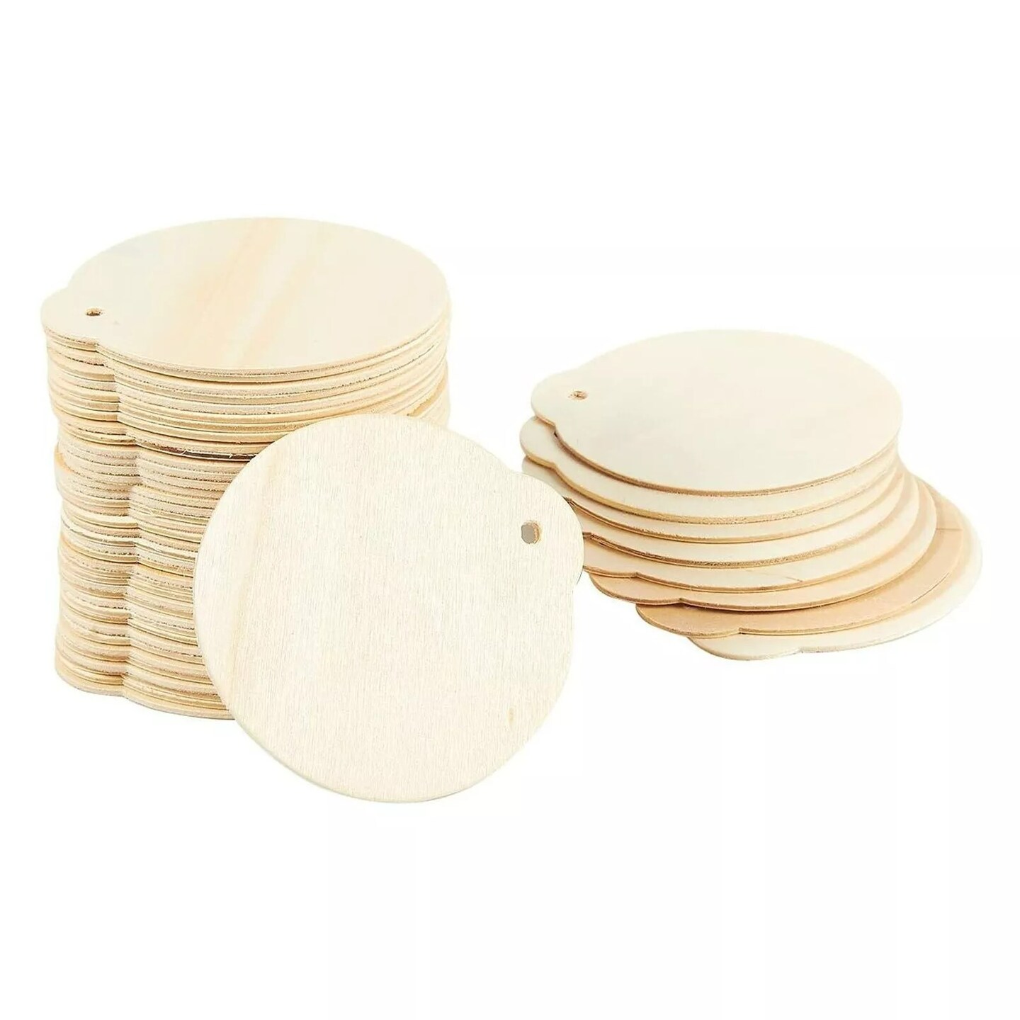 48 Pack DIY Wooden Disk Christmas Tree Decorations, Blank 3 In Wood Ornaments