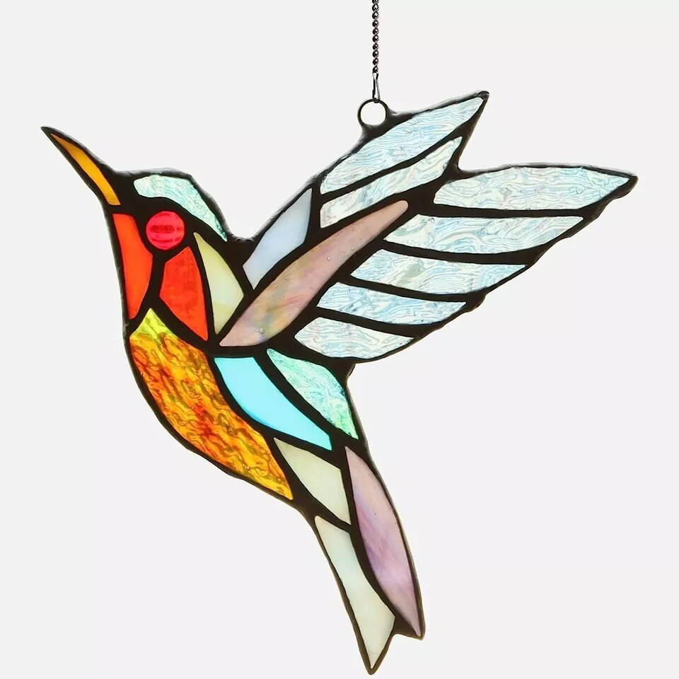 Hummingbird Stained Glass Birds Window Hangings, Stained Glass Decoration