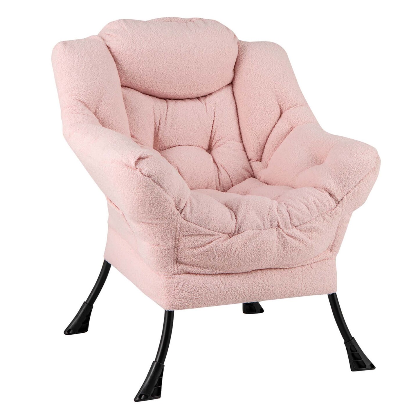 Costway Large Lazy Chair with Cozy Head Pillow Stylish Tufted Back & Seat Armrests Beige/Gray/Pink