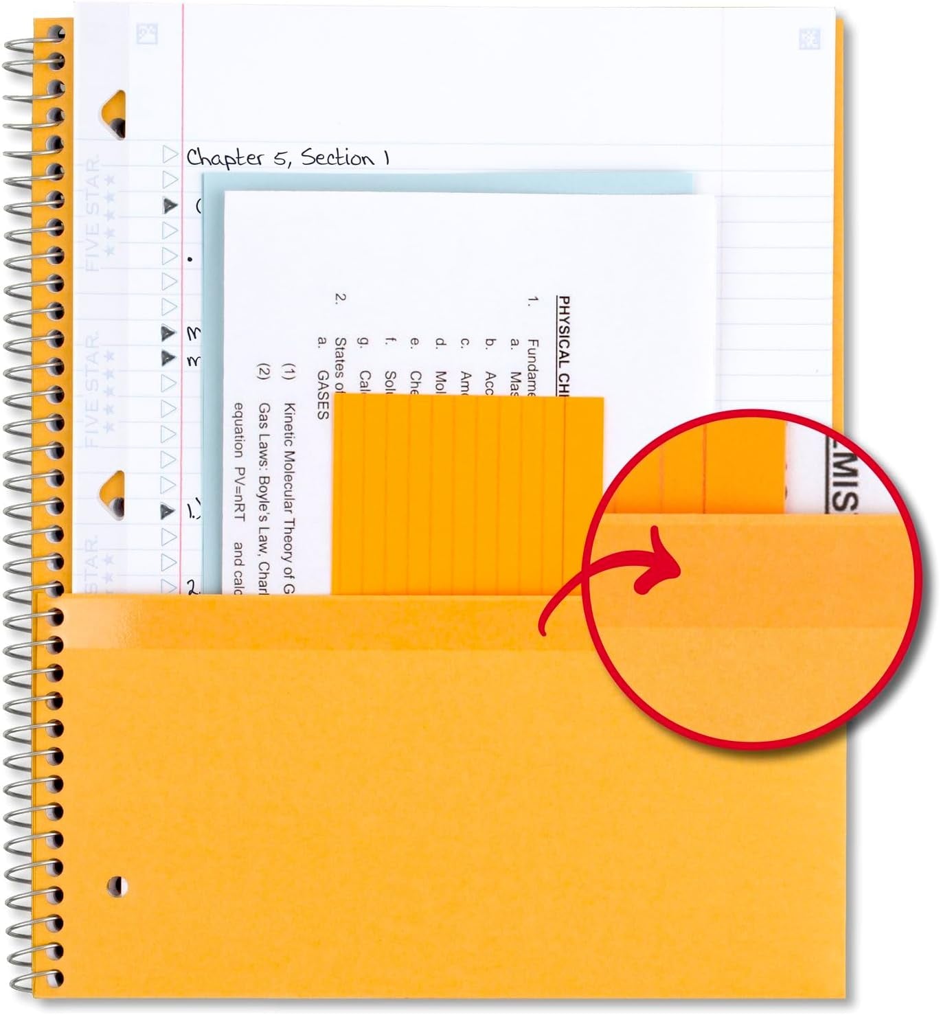 Spiral Notebook + Study App, 6 Pack, 1 Subject, College Ruled Paper, 8-1/2&#x22; X 11&#x22;, 100 Sheets, Fights Ink Bleed, Water Resistant Cover, Black, Red, Blue, Green, White, Purple (38052)