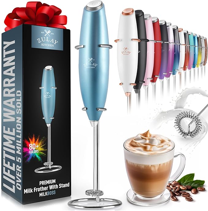 Zulay Kitchen Milk Frother Powerful Handheld Electric Whisk