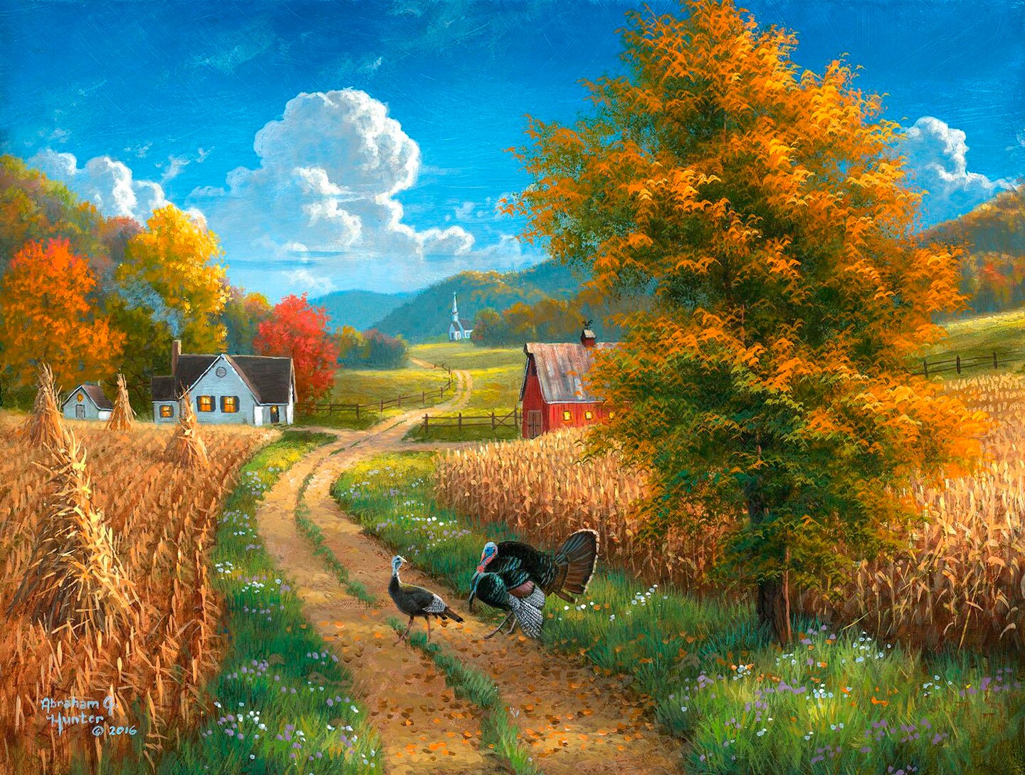 Sunsout A Season to be Thankful - Thanksgiving - Turkey Farm 500 pc  Thanksgiving Jigsaw Puzzle 69428