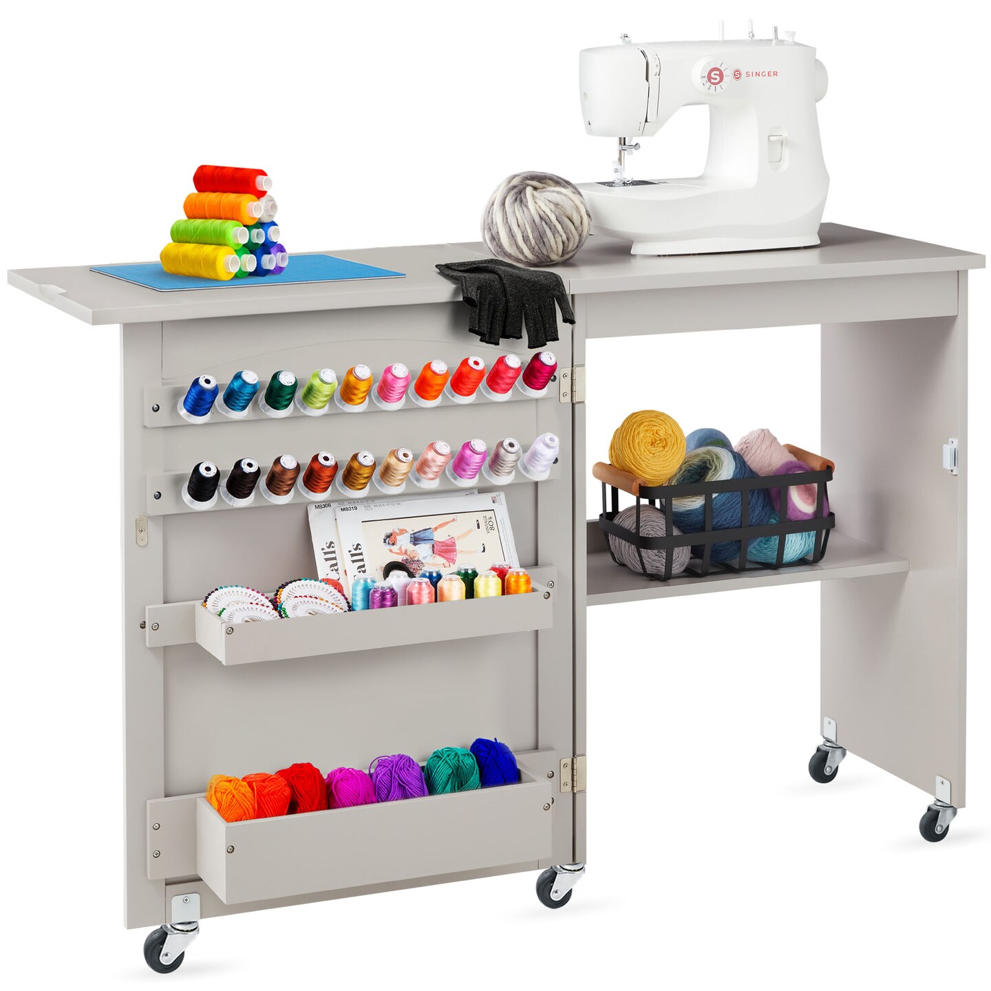 Best Choice Products Sewing Machine Table & Desk w/ Craft Storage and Trays