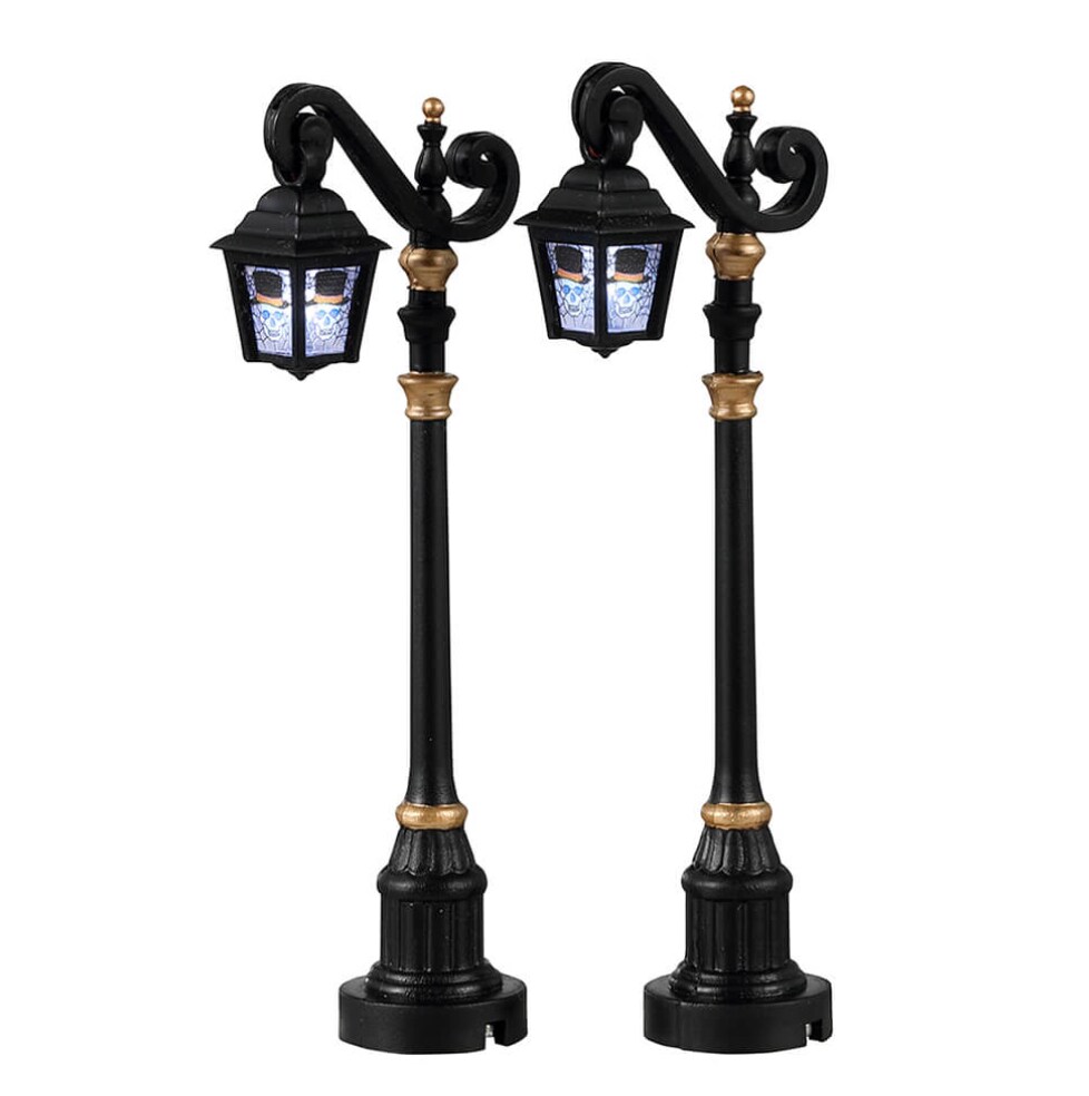 Lemax Spookytown Skeleton Deco Lamp Set