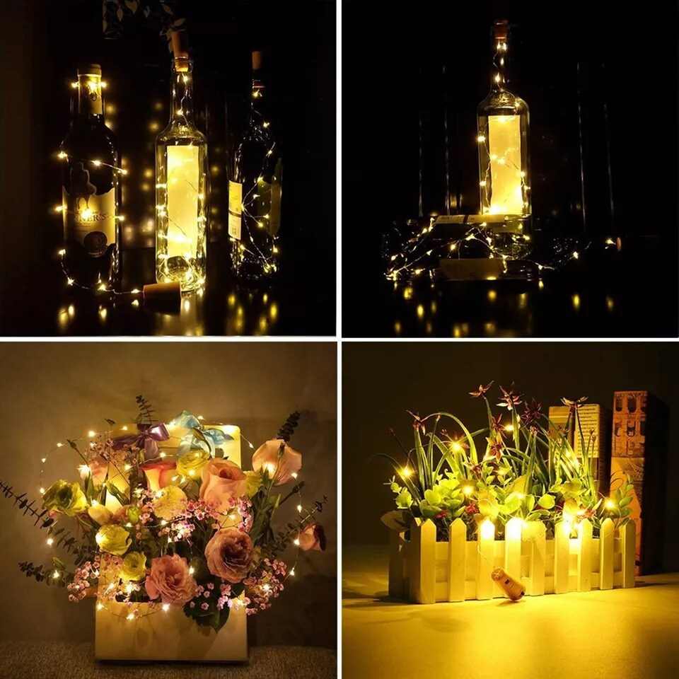 Betus 10pcs Wine Bottles Cork String Lights Warm Light For Garden Party Wedding