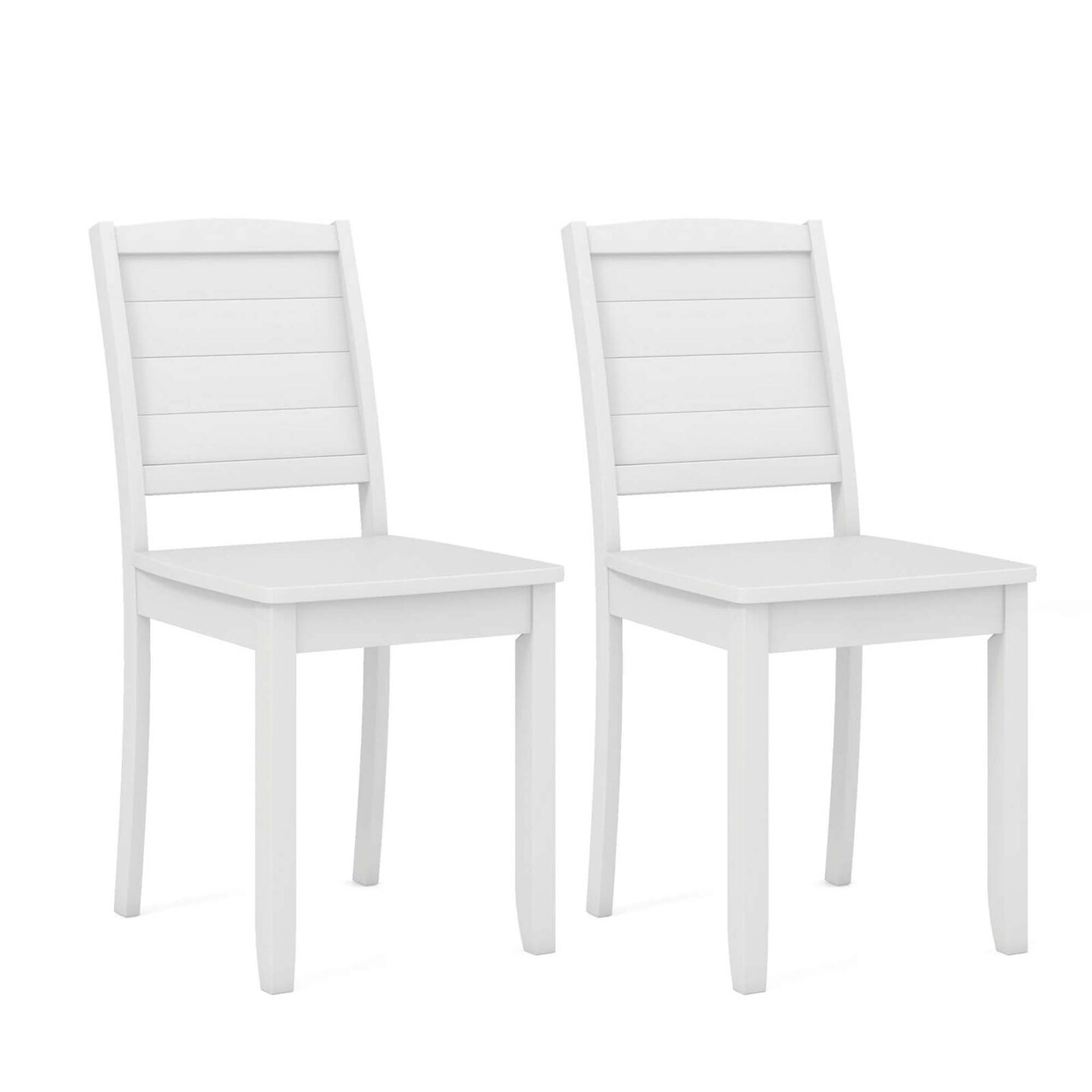 Costway Armless Wood Dining Chair Set of 2 with Rubber Wood Legs Curved Backrest Kitchen White/Black