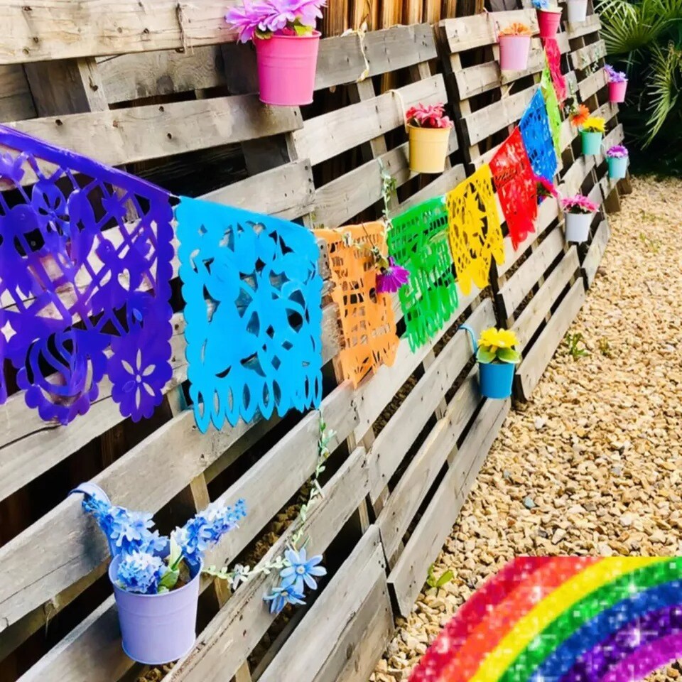 Mexicano Fiesta Papel Picado Thick Felt Mexican Festival Decoration Paper Banner