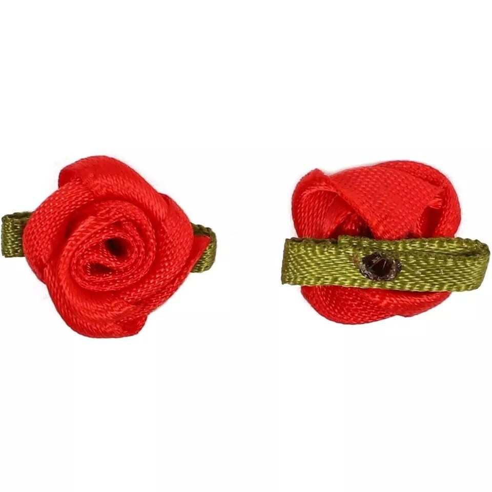 Ribbon Red Rose Flower Heads, Floral Decorations for Crafts (1 in, 200 Pack)