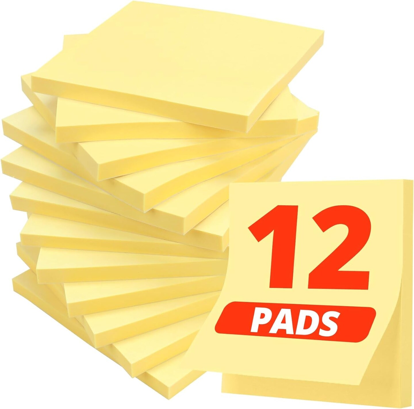 Sticky Notes, 12 Pads, 3X3 Inches, Self-Stick Note Pads, Yellow Sticky Notes Perfect for Office, Study, and Daily Life Organization - Yellow