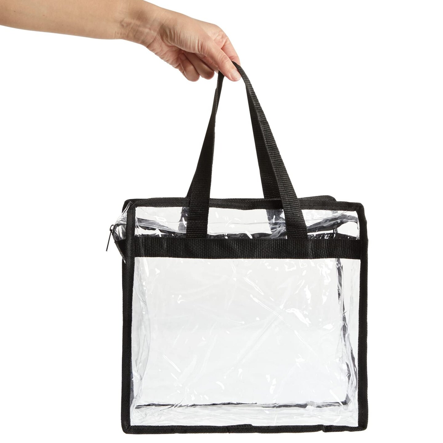 2 Pack Clear Stadium Approved Bags - 12x6x12 Large Transparent Tote Bags with Zippers and Handles for Concerts, Sporting Events, Music Festivals, Work, School, Gym