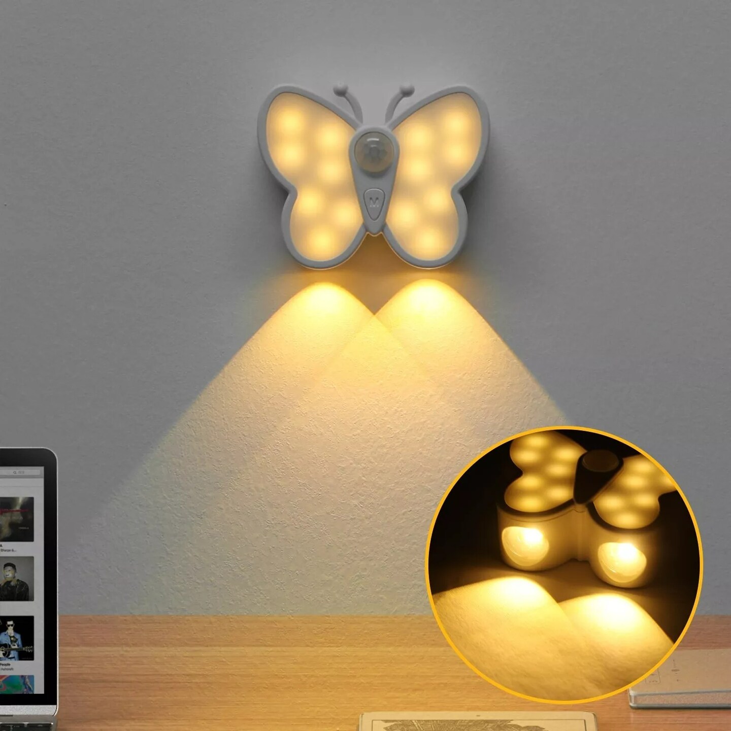 Wireless LED Motion Sensor Light Strip USB Cabinet Lamp Closet Bedroom Dimmable