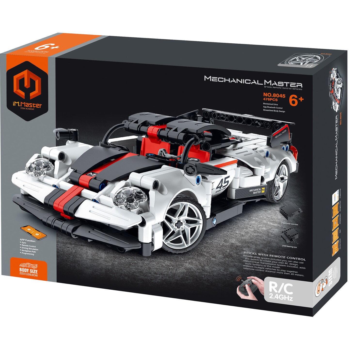 iM.Master STEM Academy: Mechanical Master - R/C Super Car: White/Red/Black 476pcs - Bricks Model Vehicle, Remote Control, Building Blocks Activity Set
