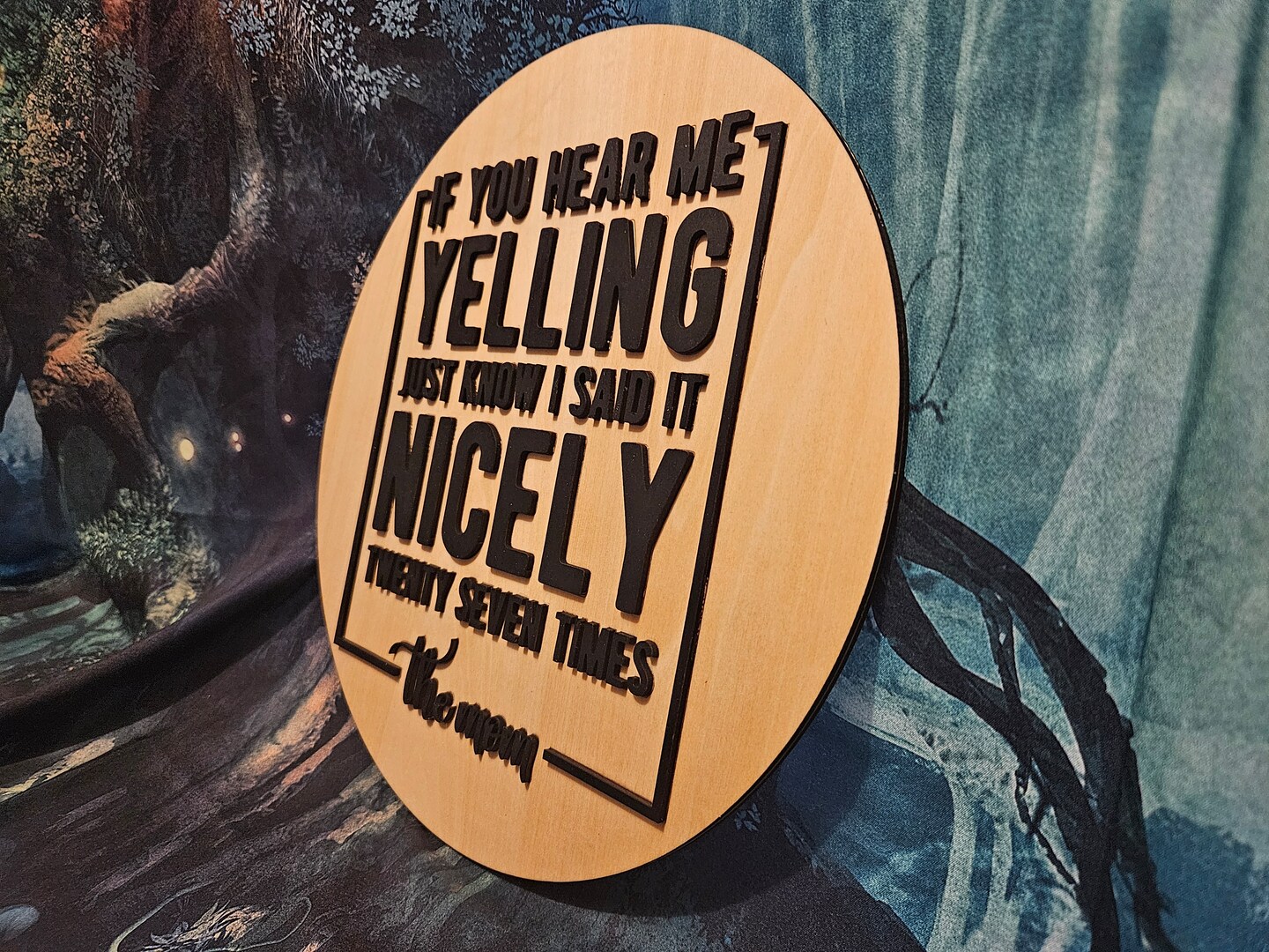 Funny wood door decoration hanger or front porch sign with funny