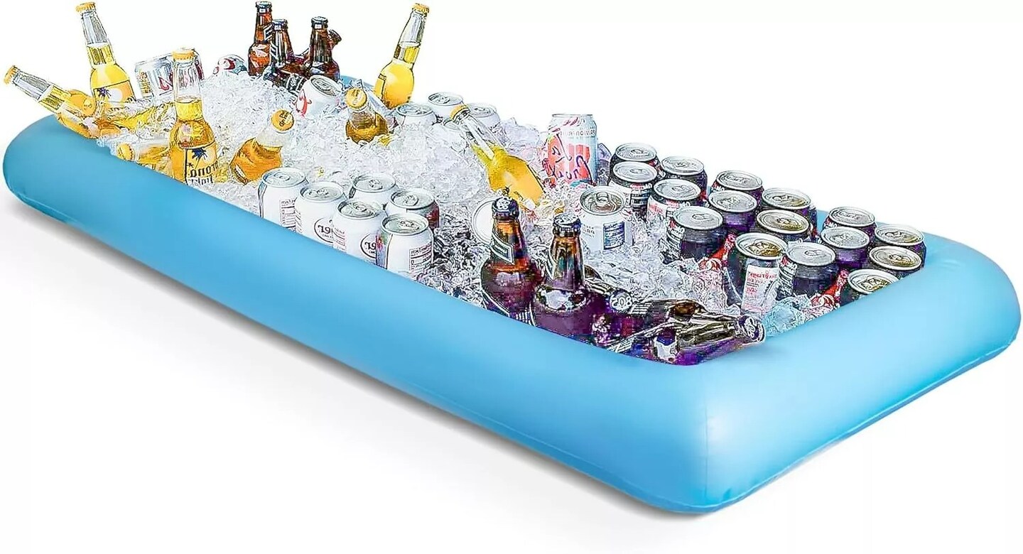 Inflatable Ice Serving Buffet Bar with Drain Plug Salad Food Tray Drinks Cooler