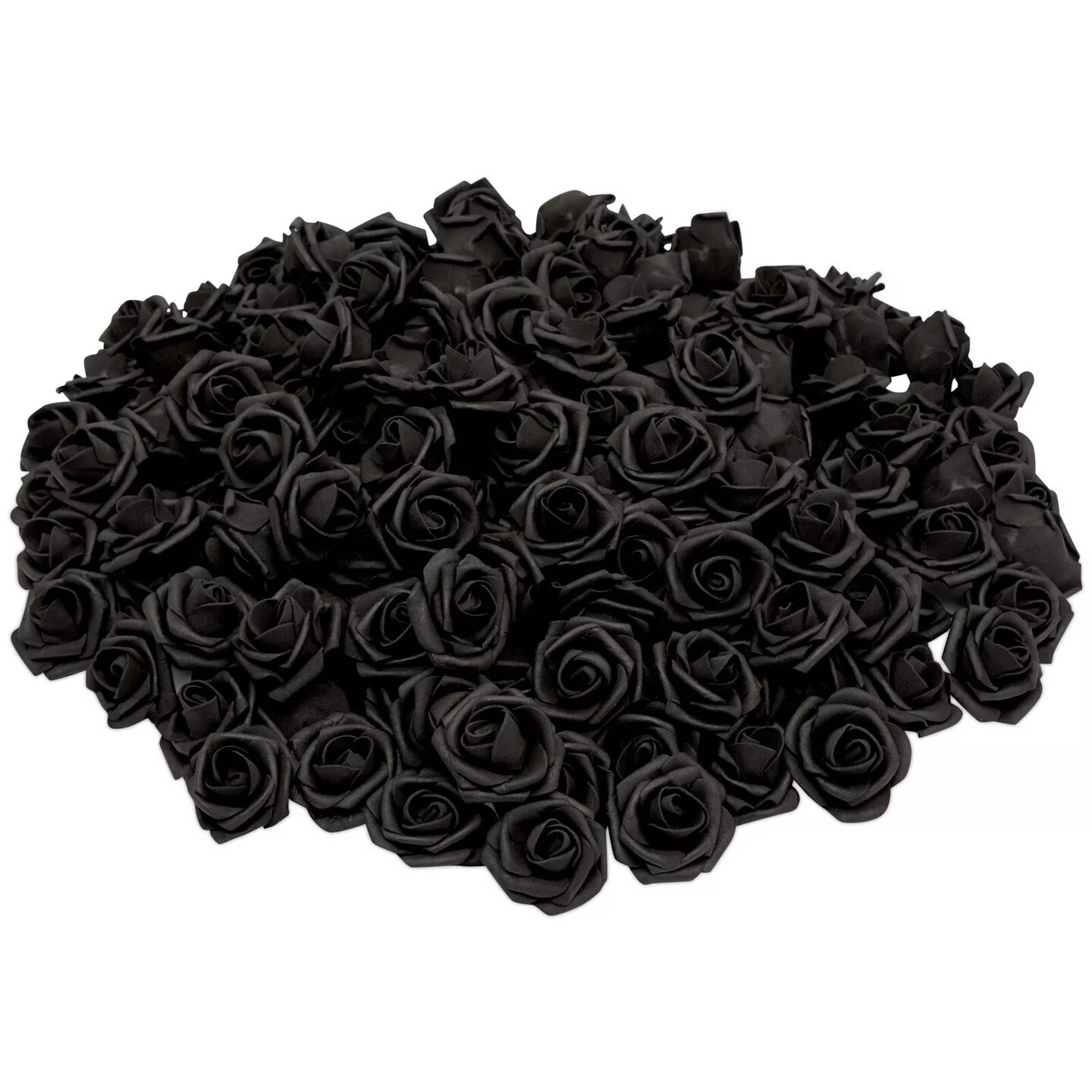200 Pk Black Roses Artificial Flowers for Decoration, Fake Foam Rose Heads, 2"
