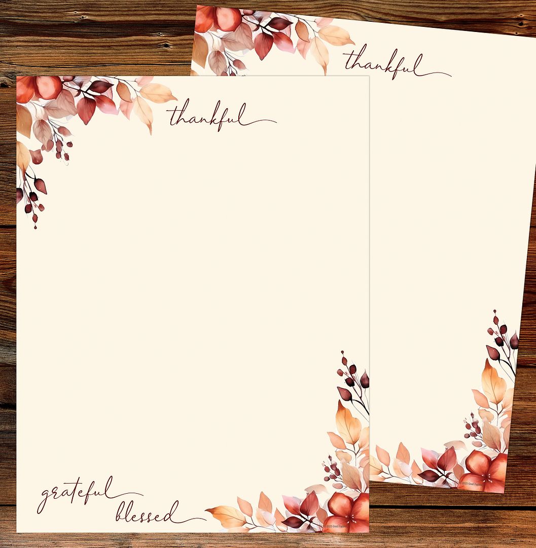 Great Papers! Stationery Fall Letterhead, Thankful, Grateful, Blessed, 8.5&#x22;x11&#x22;, Printer Friendly, 50 Sheets