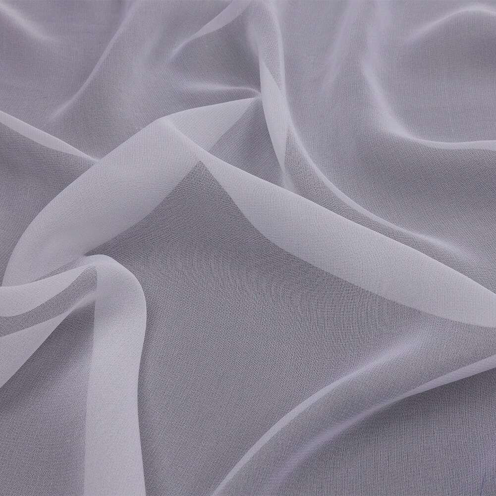 1 Yard Silk Chiffon Solid Bright White Fabric Lightweight 44 Inch Width