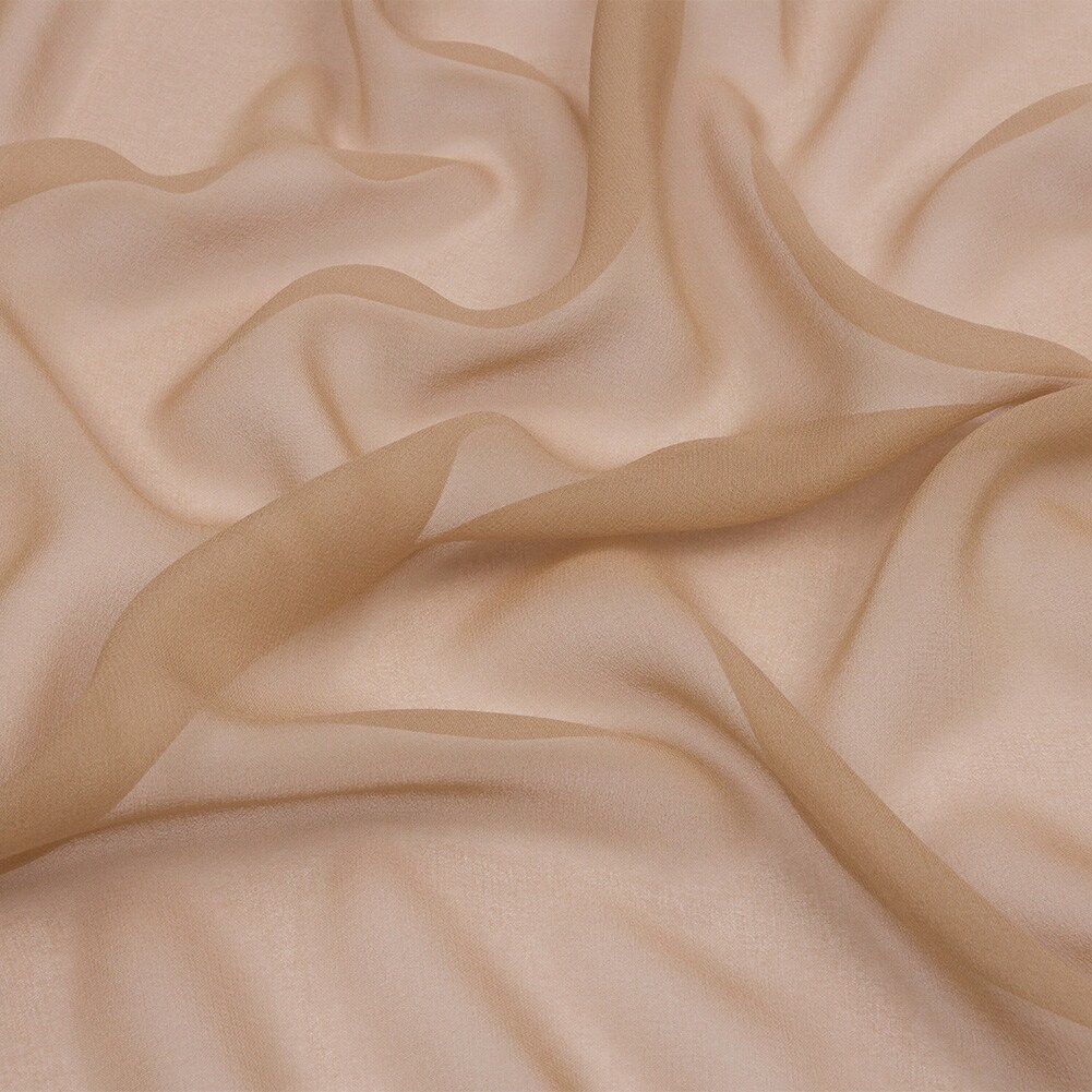 1 Yard Lightweight Sheer Silk Chiffon Cornstalk Beige Fabric for Scarves, Ruffles & Draped Extensions, 44 Inches Width