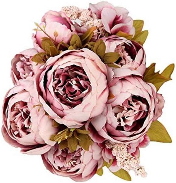 Vintage Artificial Peony Bouquet Silk Peony Flowers Fake Ponies for Wedding Bridal Home Décor Floral Centerpiece Arrangement Wedding Bouquet