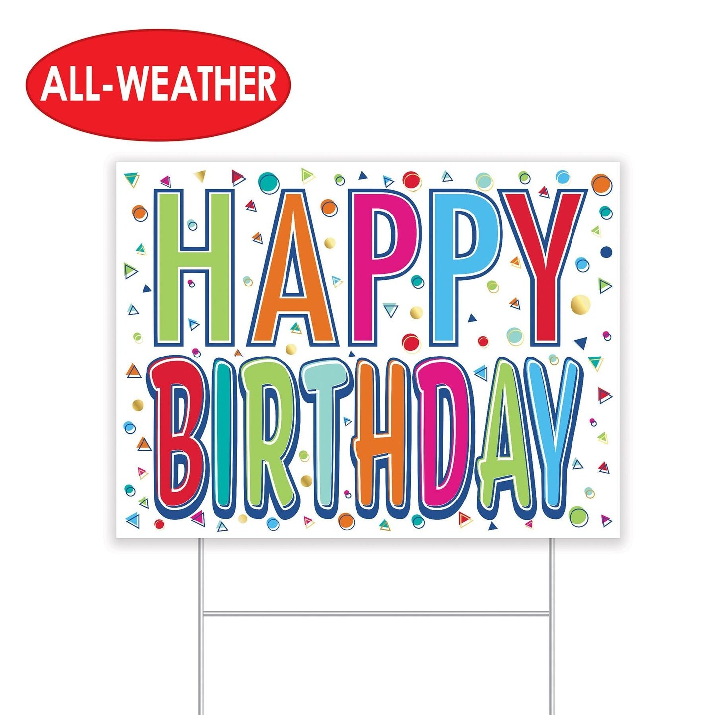 6 Pack Bulk All Weather-Plastic Happy Birthday Party Yard Sign