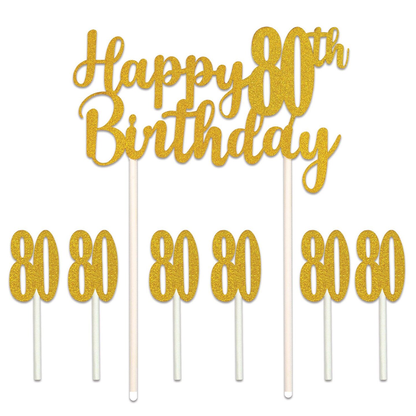 12 Pack Beistle Happy 80th Birthday Party Cake Topper
