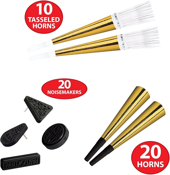Beistle Grand Deluxe Gold New Year&#x27;s Eve Party Kit for 50 People