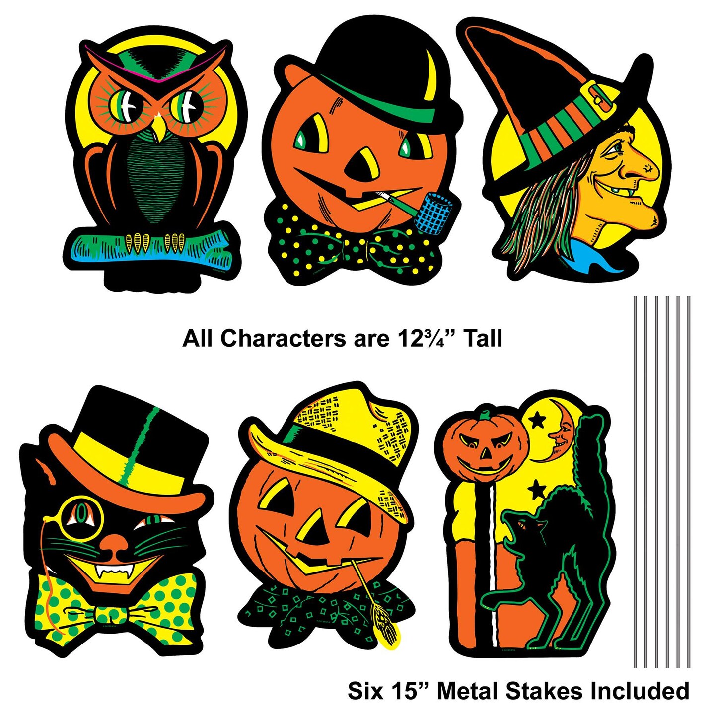 36 Pack Beistle Vintage Plastic Halloween Yard Signs
