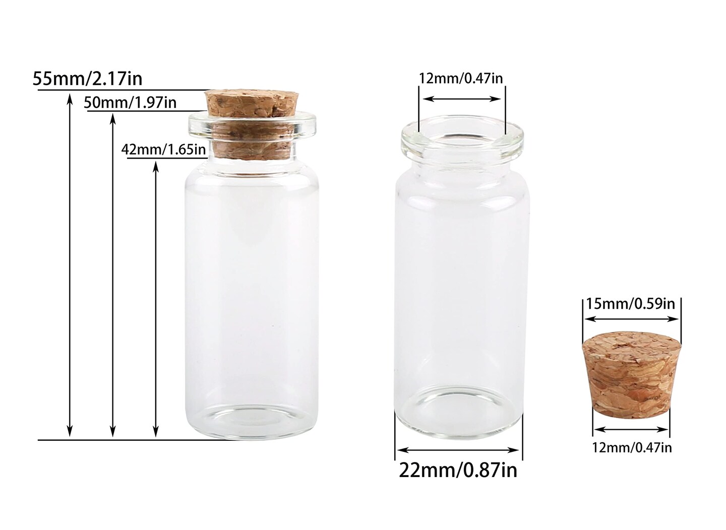 10ml Small Glass Bottles with Cork Stoppers,pack of 100 Vials Tiny Jars for DIY Art Crafts Projects Store Wishing Bottles Message Wedding Favors Gift