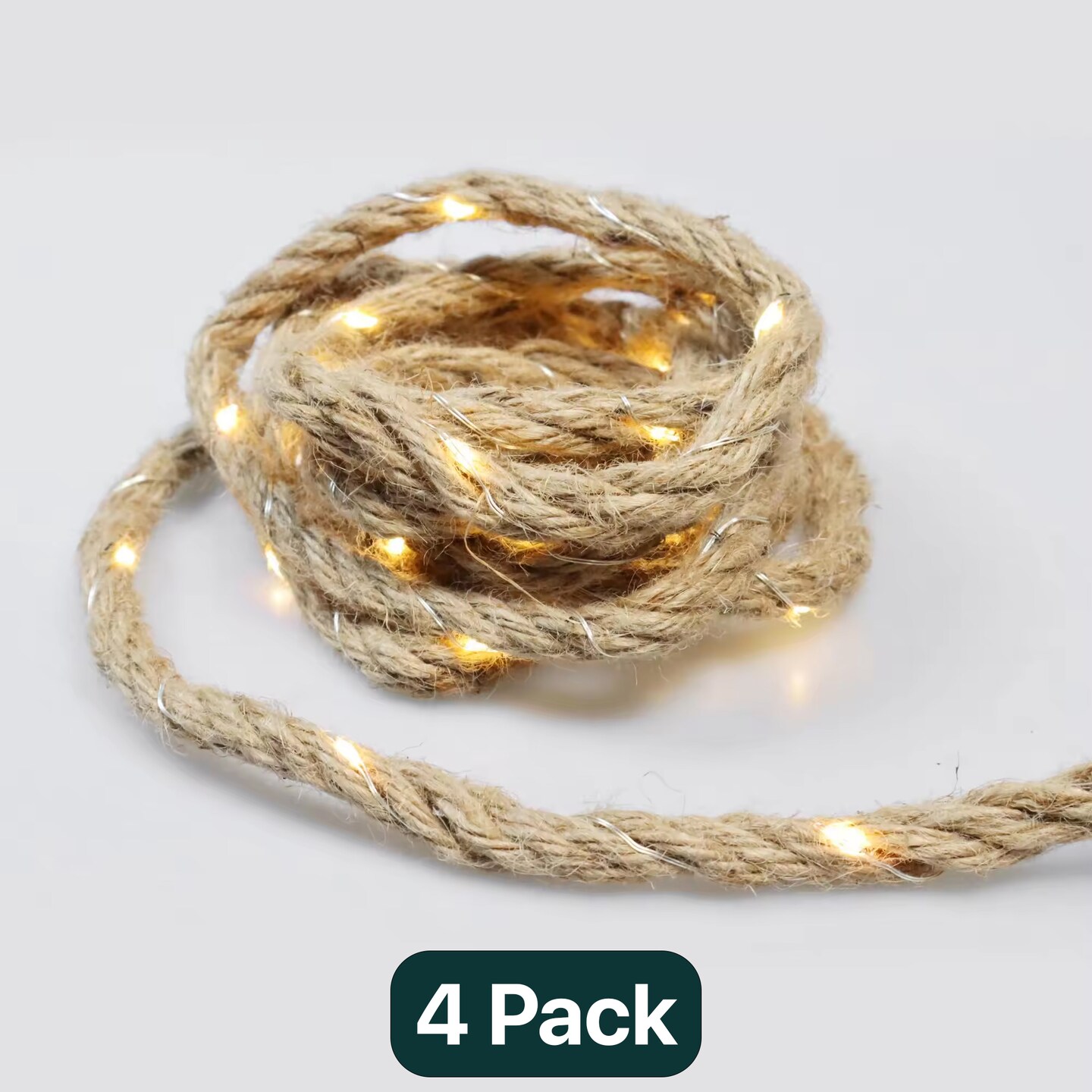 Warm White Rope String Lights – 30 LED Battery Operated for Boho & Farmhouse Decor