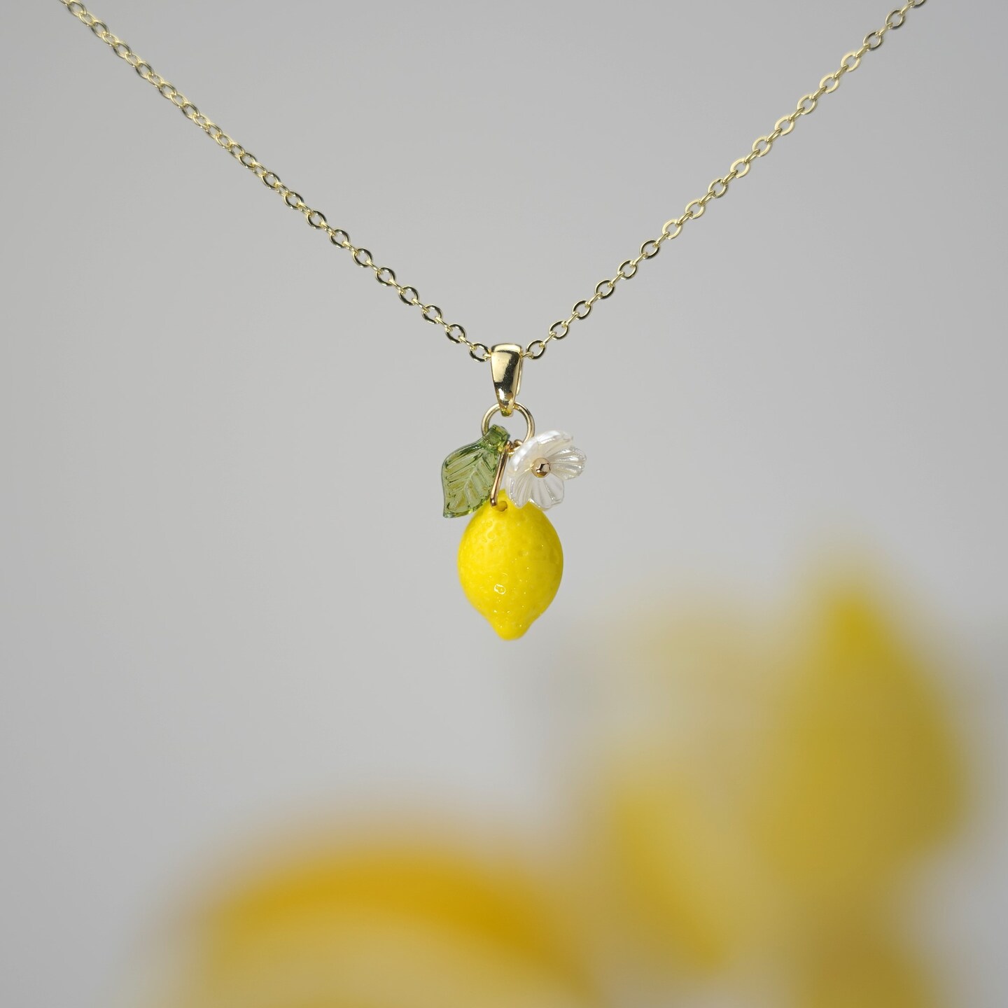 Custom Lemon necklace | Czech Glass fruit lemon necklace