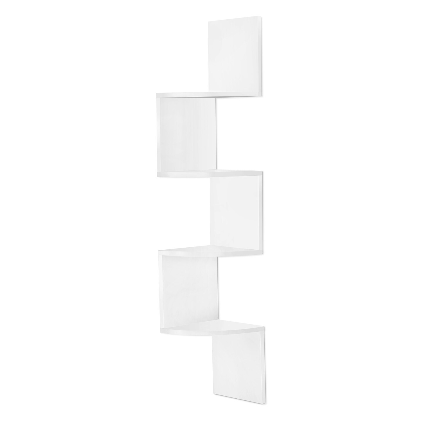Sorbus 5-Tier Zig Zag Floating Corner Wall Bookshelf Unit - (40" Tall)