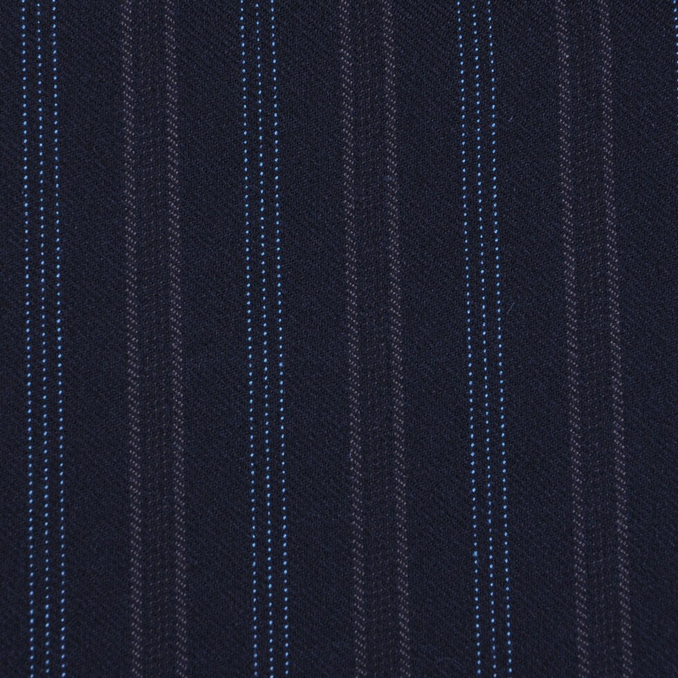 1 Yard Italian Wool Blend Suiting Fabric Black Brown and Baby Blue Striped Tailored 54 inch Width