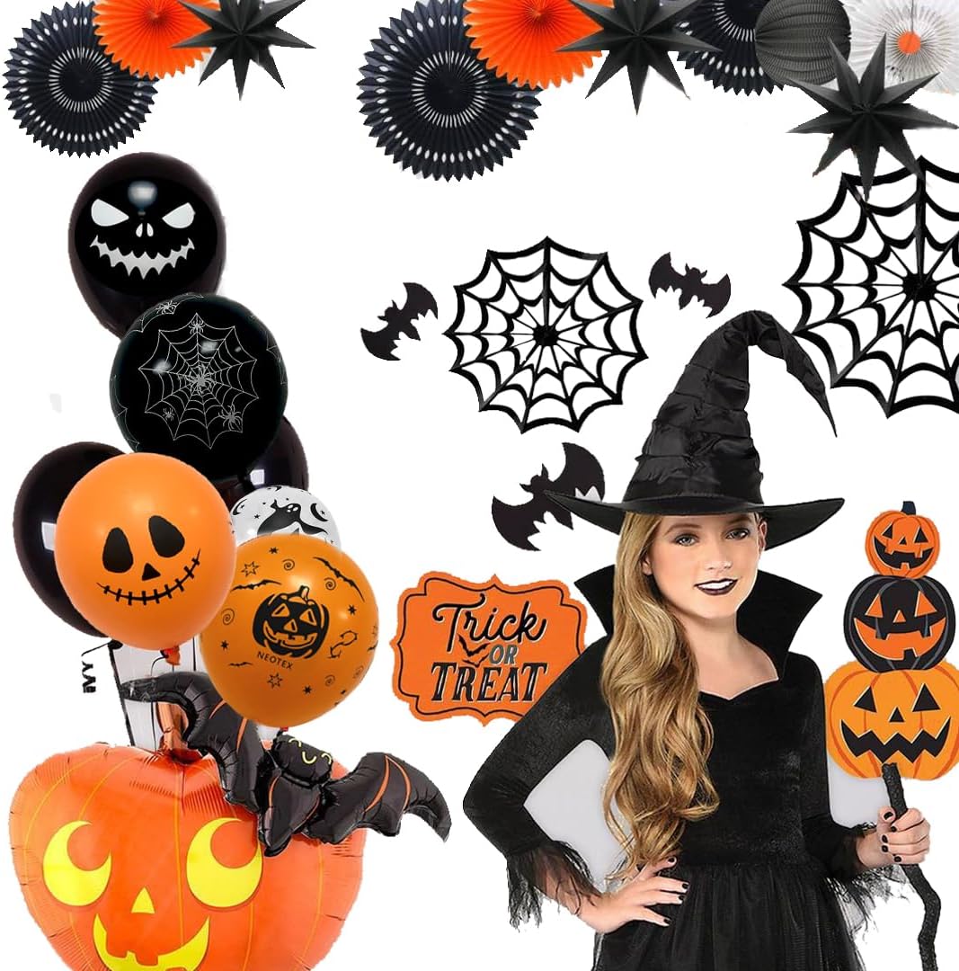 Halloween Decoration Balloons (&#x9;Black Orange White)