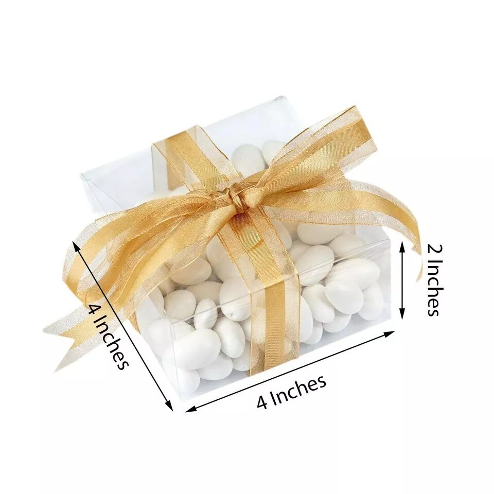 25 4&#x22;x4&#x22;x2&#x22; CLEAR Transparent Wedding Favor FAVORS Boxes