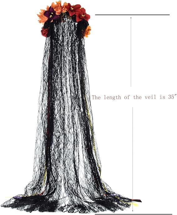 Day of the dead floral headband dia de los muertos costume halloween flower headpiece