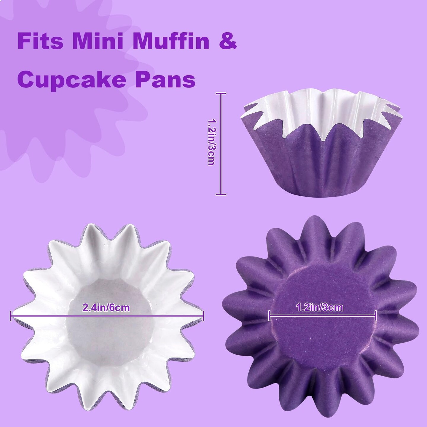 200 Pcs Halloween Grease-Resistant Mini Cupcake Liners Orange Purple Black Green Donuts Baking Cup Disposable Paper Cupcake Wrappers Muffin Case Trays Baking Wraps Halloween Birthday Party​