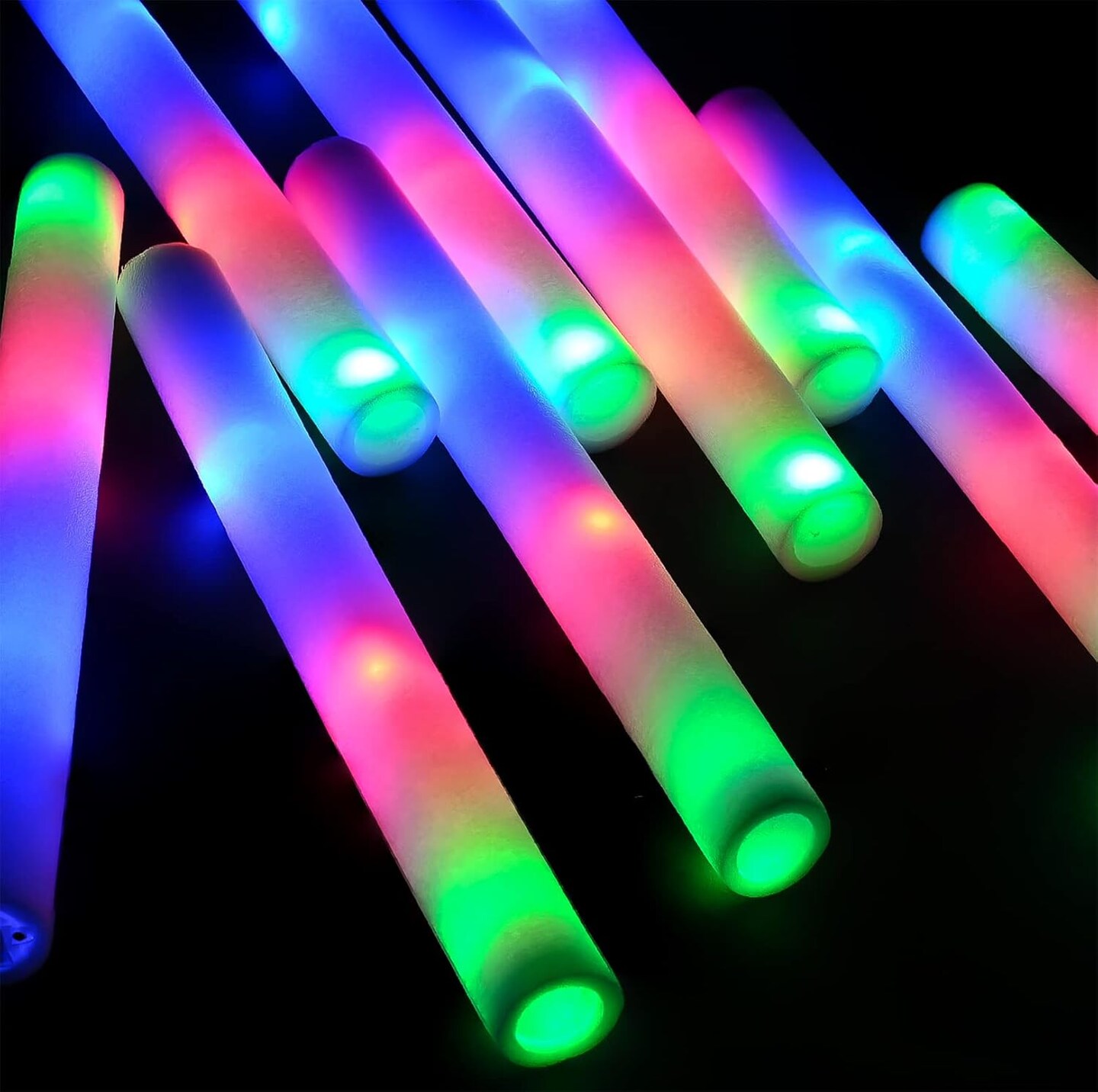 Glow Sticks Bulk,28 Pcs LED Foam Sticks Glow In The Dark Party Supplies with 3 Modes Colorful Flashing for Birthday Wedding Party Halloween Christmas